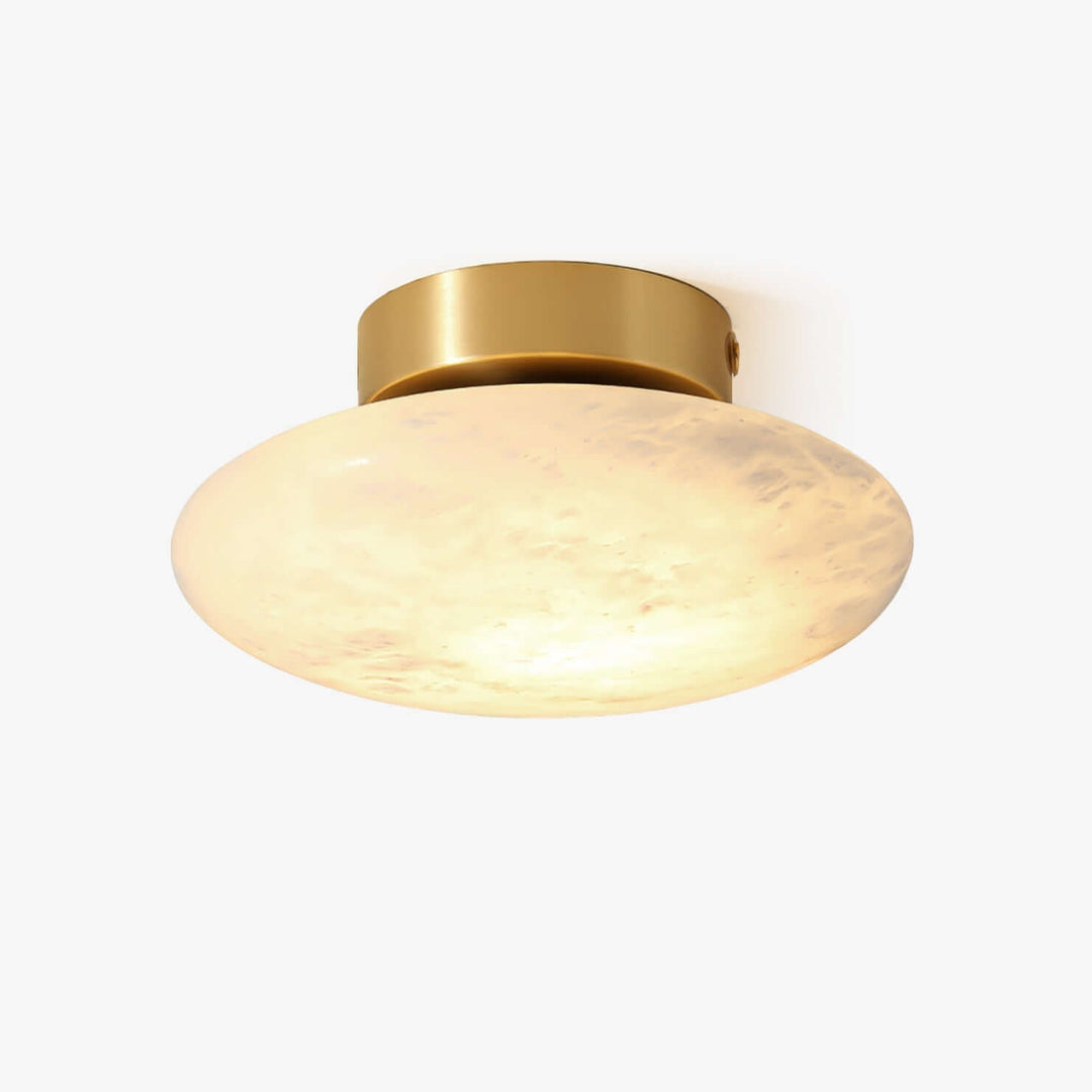 Owalna lampa sufitowa z alabastru i mosiądzu