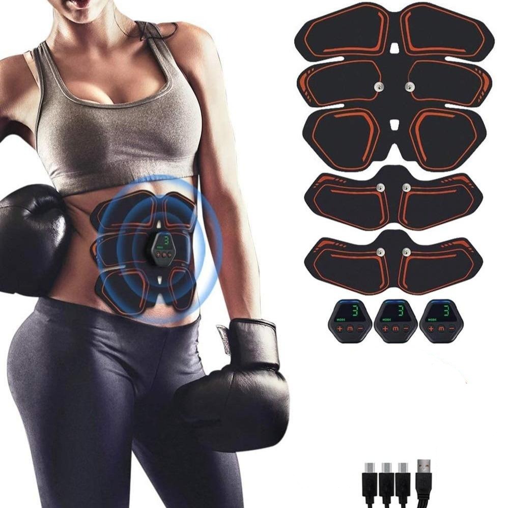 Bezprzewodowy elektrostymulator mięśniowy z elektrodami, idealny do ujędrniania mięśni brzucha i modelowania sylwetki.