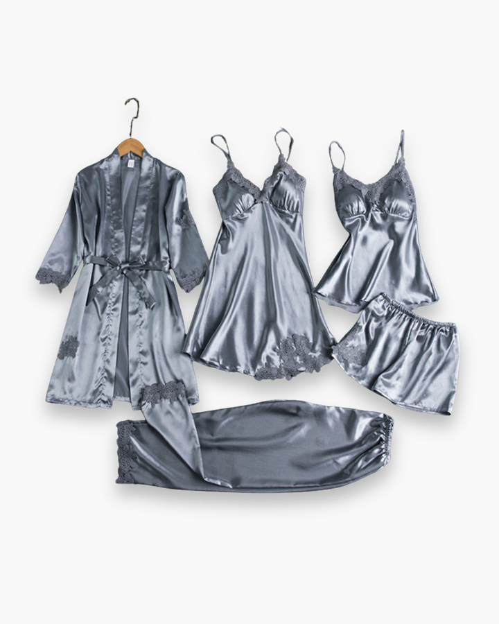 Chic piżama damska z kimono, szorty, top i koszulka na ramiączkach, miękką teksturą, wyrafinowanymi detalami dla nocnego komfortu.
