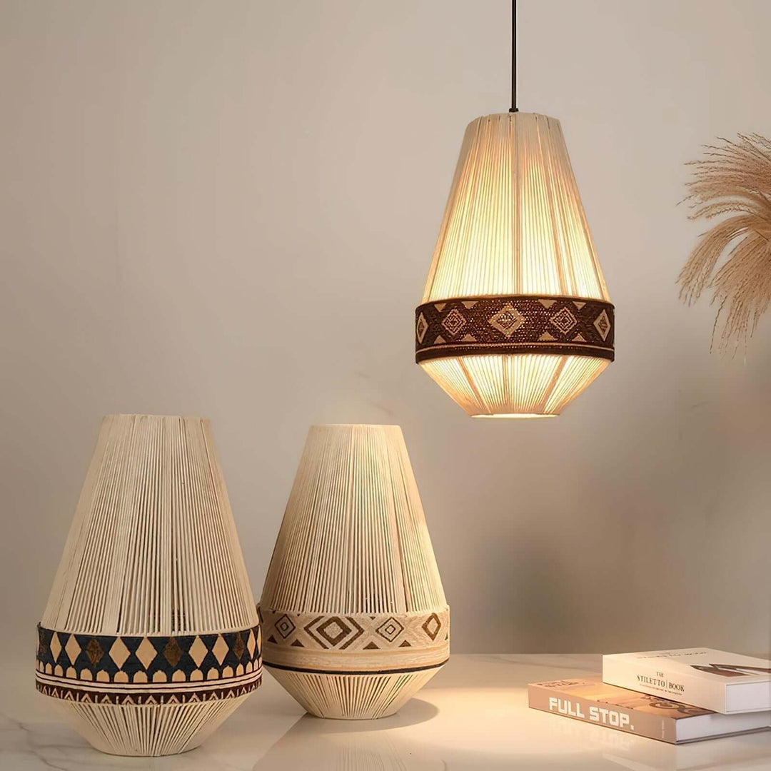 Artystyczna lampa boho do salonu
