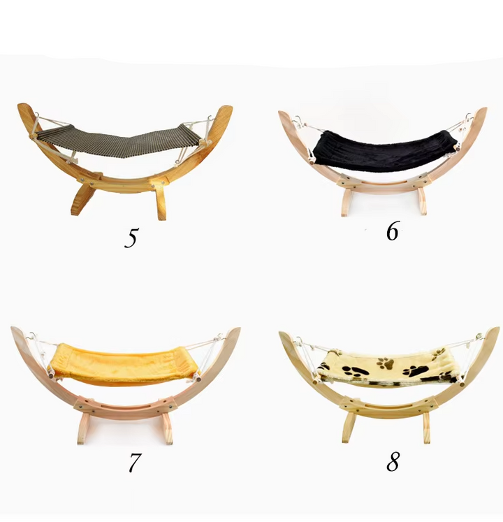 Miękki hamak dla kota, zmywalny pokrowiec, do łóżek drewnianych, zapewnia komfort i elegancję we wnętrzu.