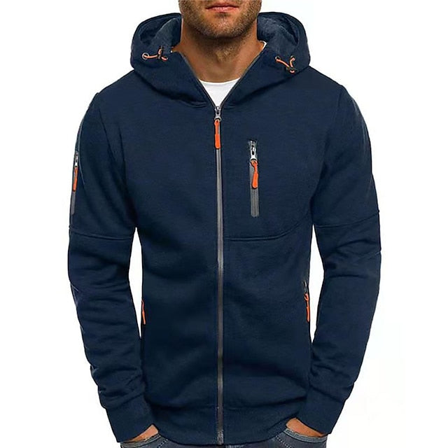 Elegancka męska bluza z kapturem z bawełny, nowoczesna i wygodna, z kieszenią kangurką i kapturem, idealna do casualowych i formalnych stylizacji.