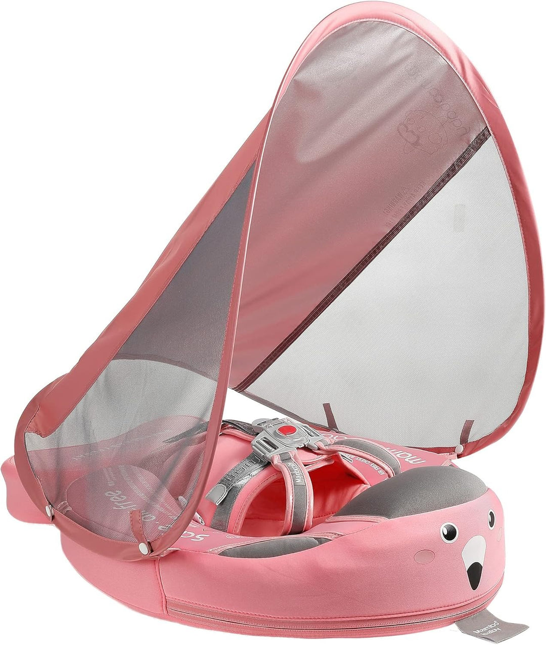 Niebieskie kółko dla niemowląt z parasolem UV i ergonomicznym siedziskiem, bezpieczne dla dziecka, idealne na basen.