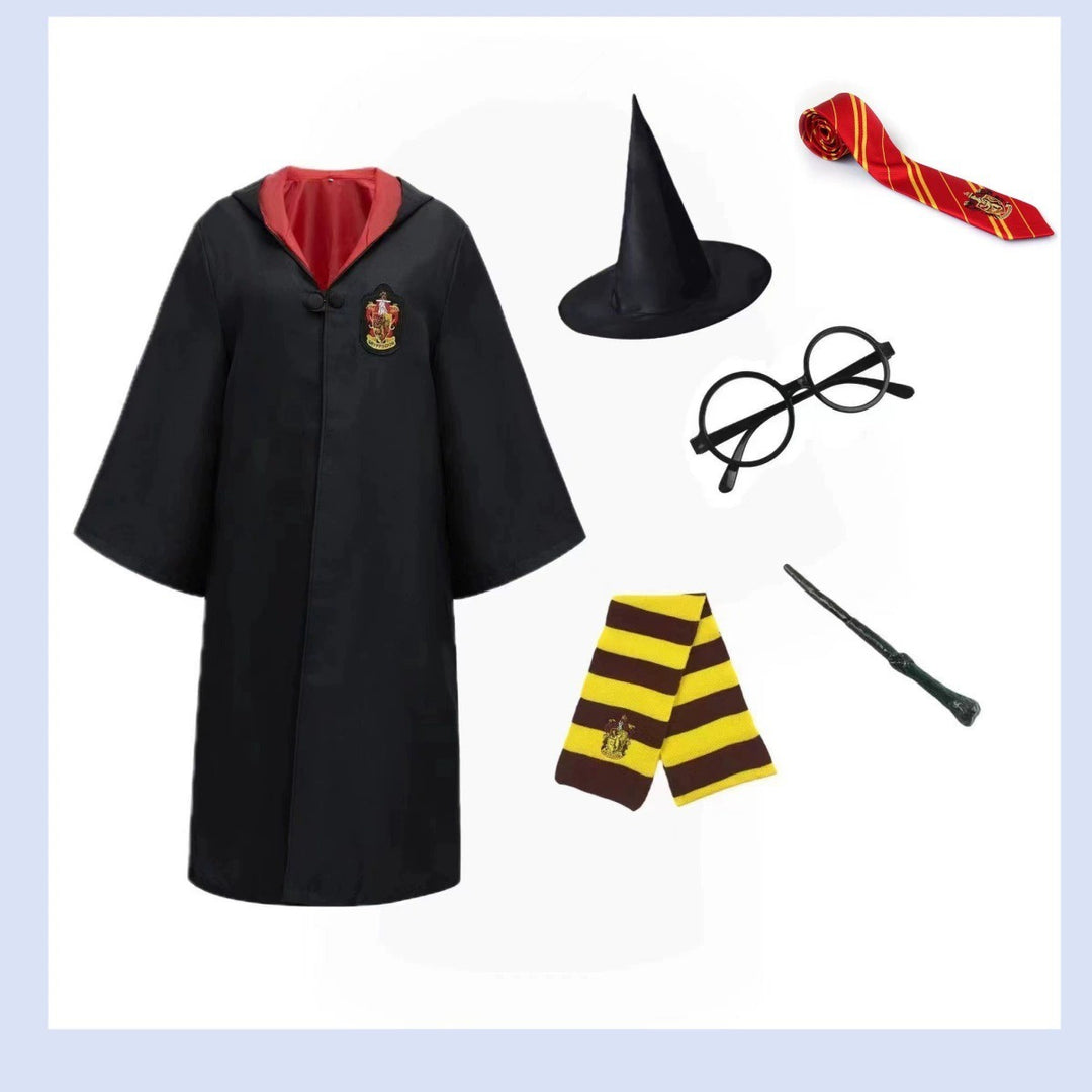 Dziecko w kostiumie Harry'ego Pottera z okularami i różdżką