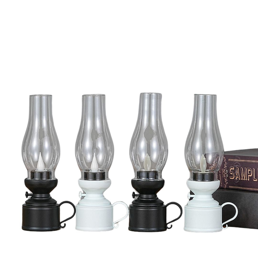 Elegancka lampa olejowa LED z realistycznym efektem płomienia i wyborem kolorów, idealna do stworzenia ciepłej atmosfery i bezpiecznego dopasowania