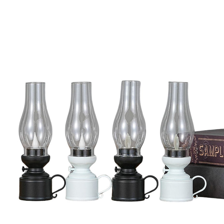 Elegancka lampa olejowa LED z realistycznym efektem płomienia i wyborem kolorów, idealna do stworzenia ciepłej atmosfery i bezpiecznego dopasowania