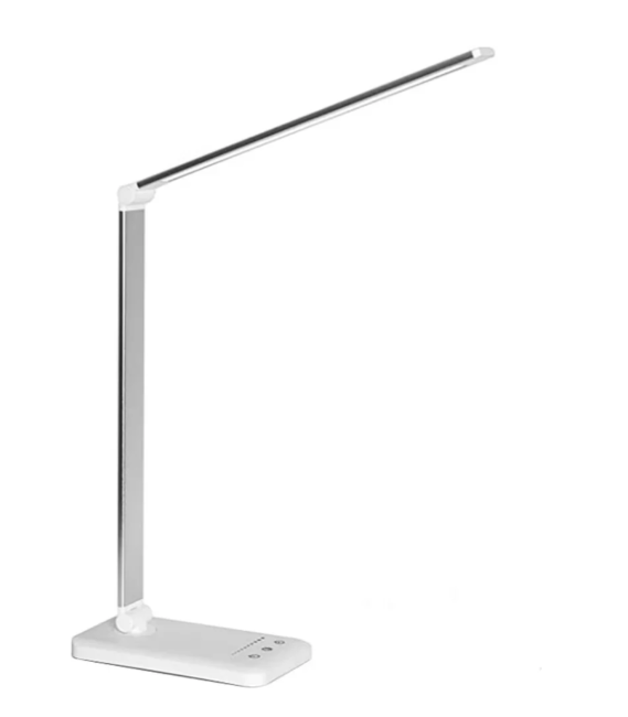 Nowoczesna regulowana lampa biurkowa LED z elastycznym ramieniem i ładowaniem USB, idealna do kierunkowego i eleganckiego oświetlenia.
