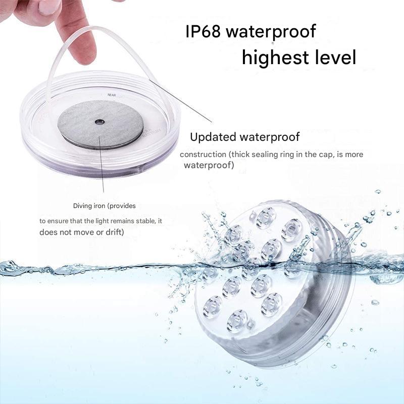 Wodoodporna podwodna lampa LED ze zdalnym sterowaniem, 16 kolorów, różne tryby oświetlenia do basenu lub stawu.