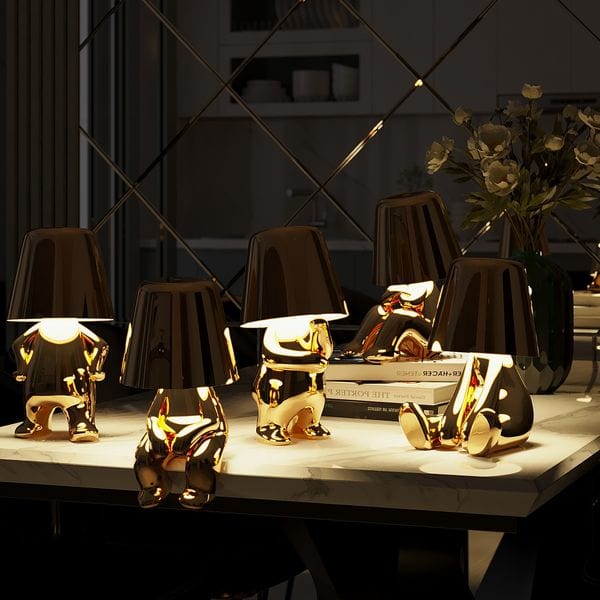 Elegancka lampa dotykowa Mr. Gold, złota, z regulacją dotykową, nowoczesny styl, szykowna atmosfera.