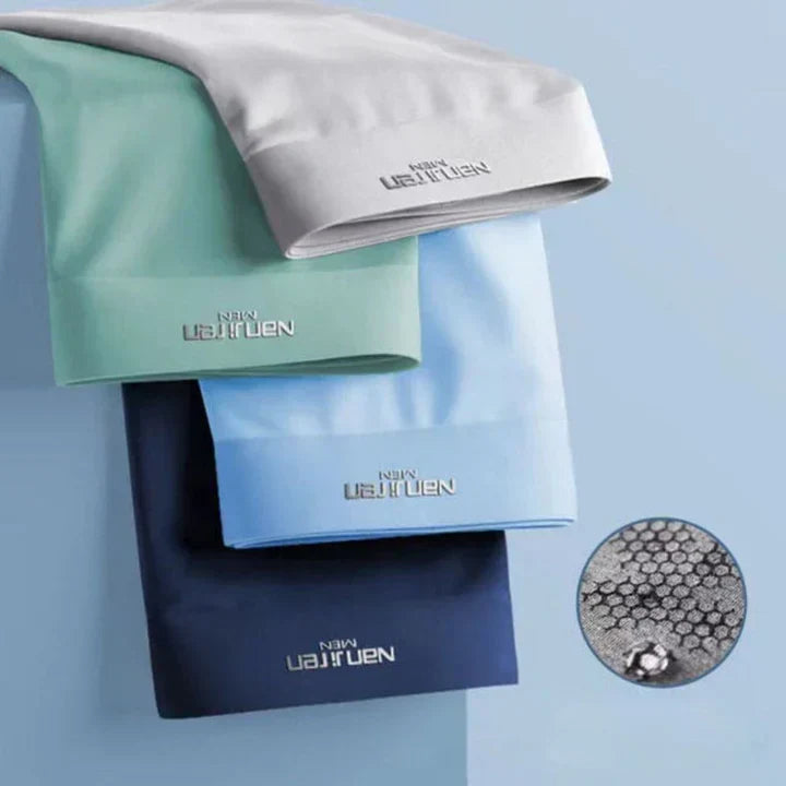 Zestaw 4 męskich oddychających bokserek, różne kolory, miękki pas i tkanina zapewniająca optymalny komfort i świeżość.