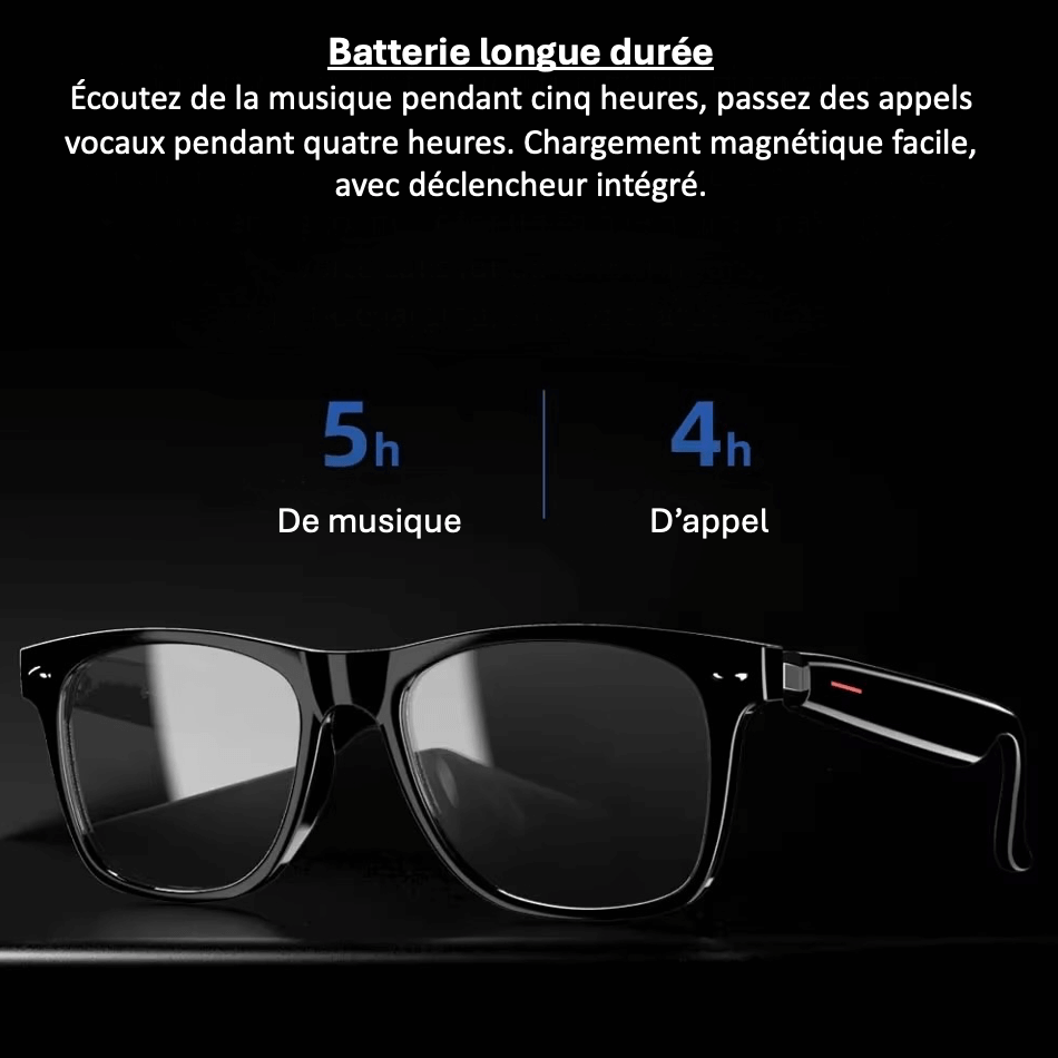 Inteligentne okulary przeciwsłoneczne Nortik, widok z przodu, z wbudowanym aparatem i eleganckimi funkcjami Bluetooth.