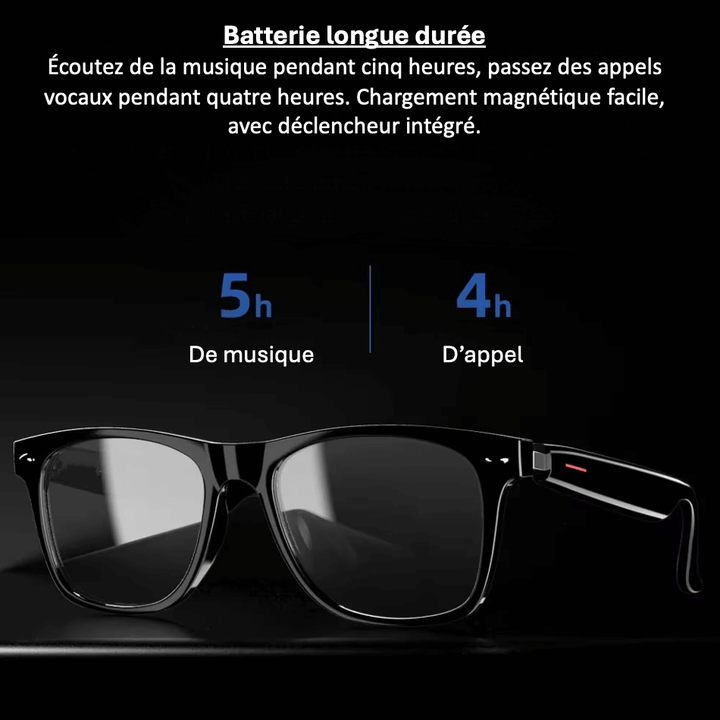 Inteligentne okulary przeciwsłoneczne Nortik, widok z przodu, z wbudowanym aparatem i eleganckimi funkcjami Bluetooth.