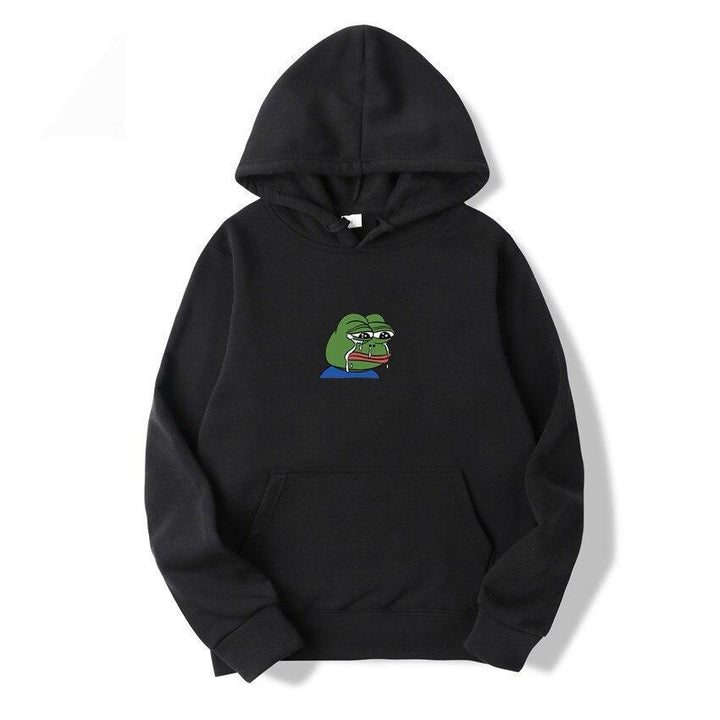 Męska bluza z kapturem z uroczym nadrukiem żaby, idealna do streetwearu i casualowych stylizacji.
