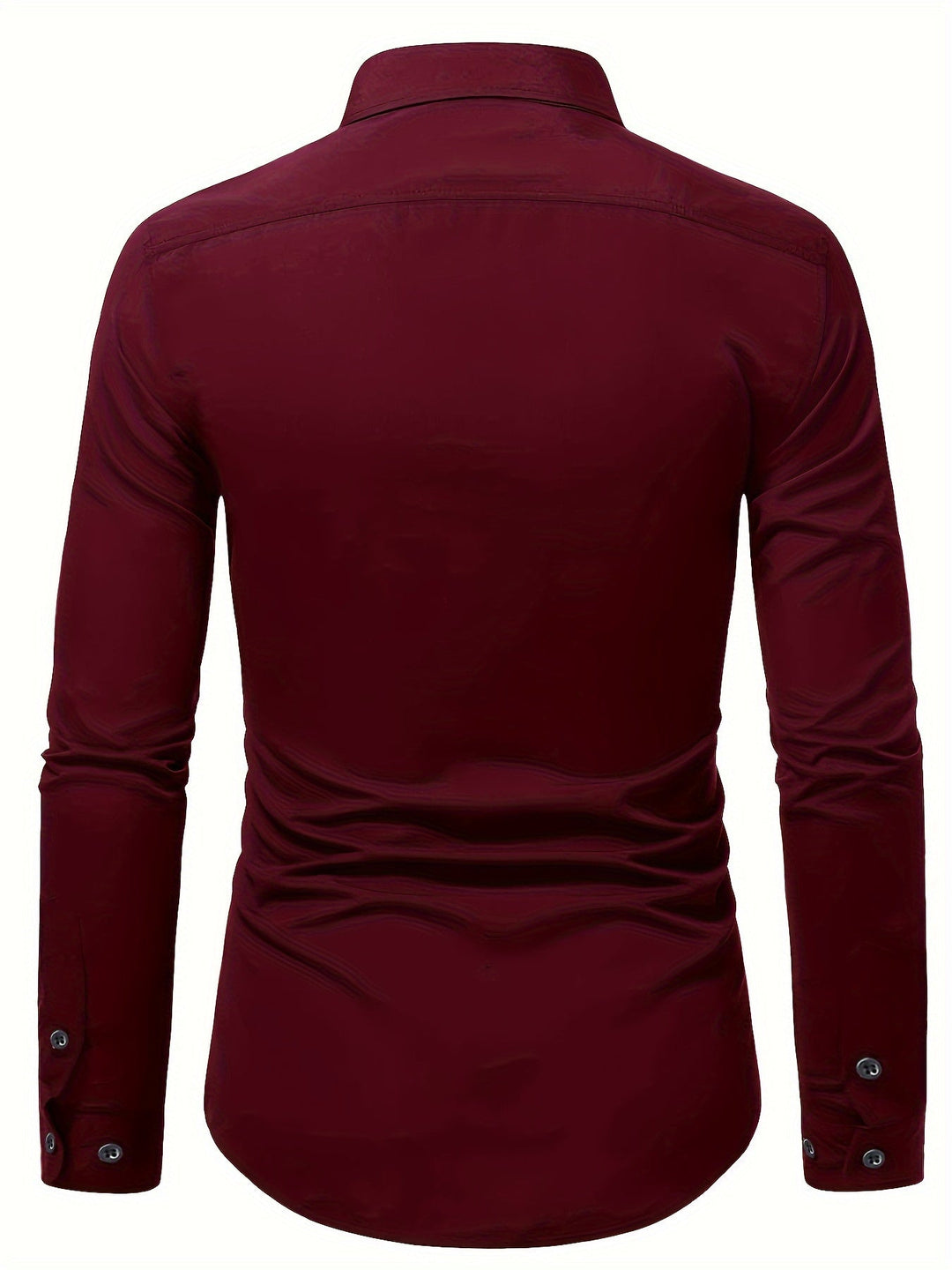 Męska koszula slim fit z długim rękawem, prezentująca tył, elegancki krój podkreślający sylwetkę.