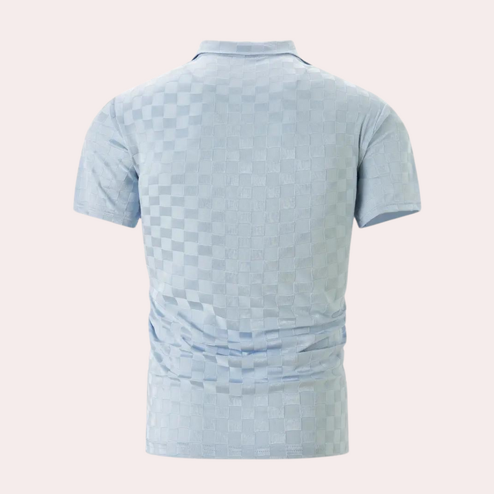 Lekka męska koszulka polo krótki rękaw. Oddychająca bawełna, modny design. Idealna na lato.