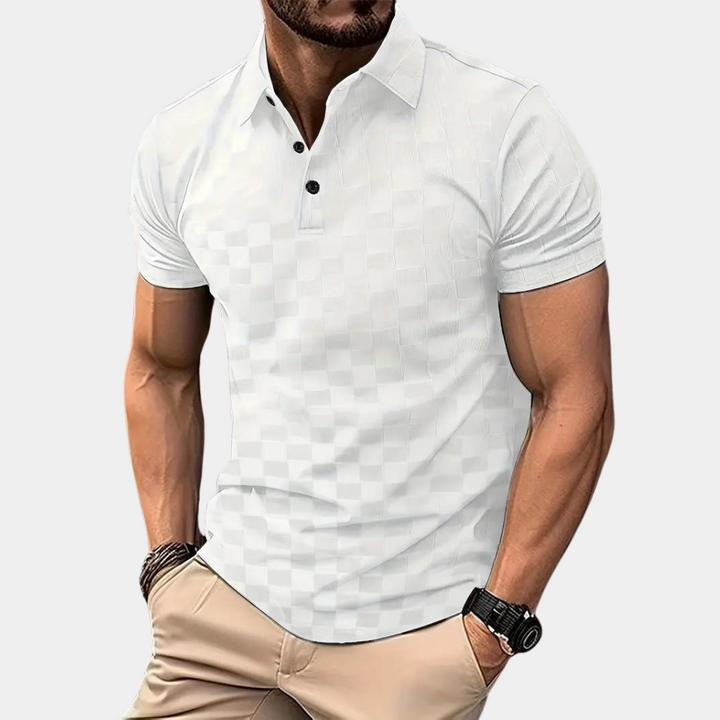Męska koszulka polo. Krótki rękaw, bawełna. Elegancki komfort na lato. Casualowy styl.