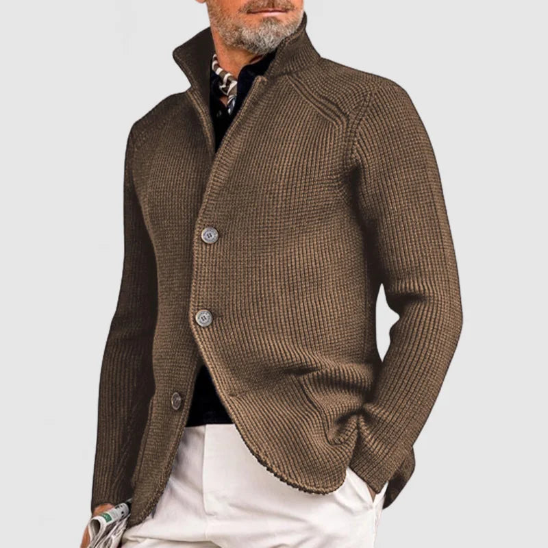 Modny kardigan męski Maurice, odzież męska jesień/zima. Elegancki sweter z długim rękawem, z kieszeniami.