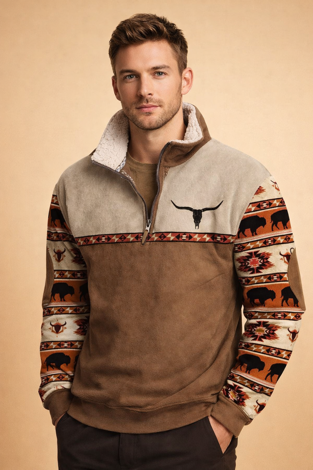 Modny męski sweter kardigan z suwakiem. Komfortowa bluza zapinana na co dzień.
