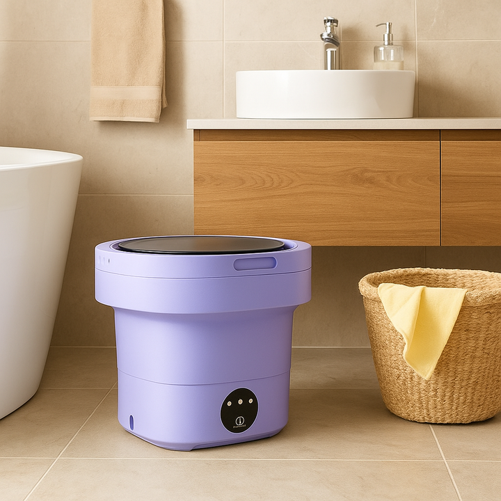 Kompaktowa składana pralka, idealna do małych przestrzeni i podróży, nowoczesny design, 17L, łatwa w użyciu.