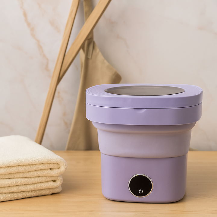 Kompaktowa składana pralka, idealna do małych przestrzeni i podróży, nowoczesny design, 17L, łatwa w użyciu.