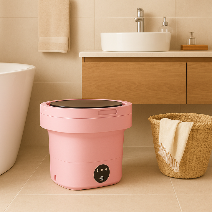 Kompaktowa składana pralka, idealna do małych przestrzeni i podróży, nowoczesny design, 17L, łatwa w użyciu.