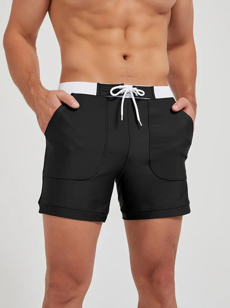 Stylowy męski kostium kąpielowy, szybkoschnący, nowoczesny design, ultralekki, idealny na plażę i basen tego lata.