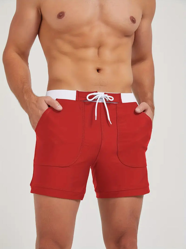 Stylowy męski kostium kąpielowy, szybkoschnący, nowoczesny design, ultralekki, idealny na plażę i basen tego lata.