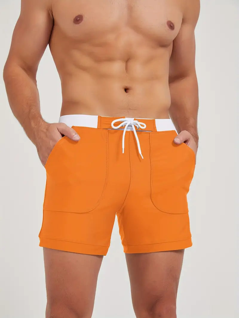 Stylowy męski kostium kąpielowy, szybkoschnący, nowoczesny design, ultralekki, idealny na plażę i basen tego lata.