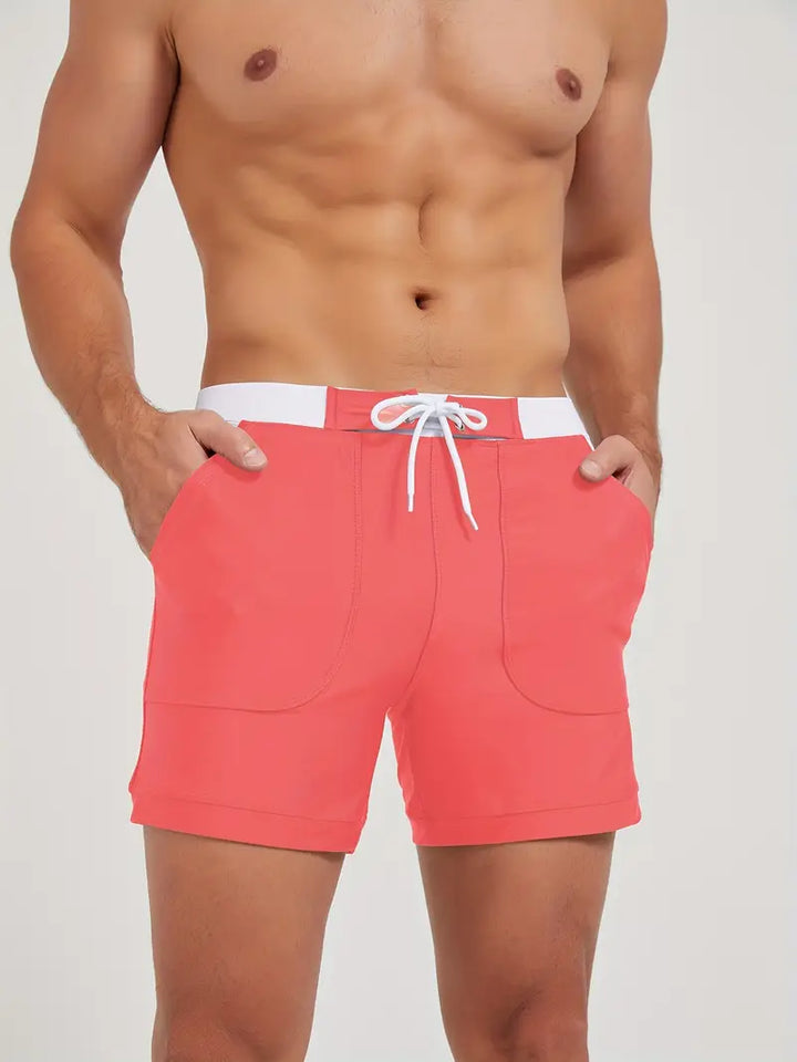 Stylowy męski kostium kąpielowy, szybkoschnący, nowoczesny design, ultralekki, idealny na plażę i basen tego lata.