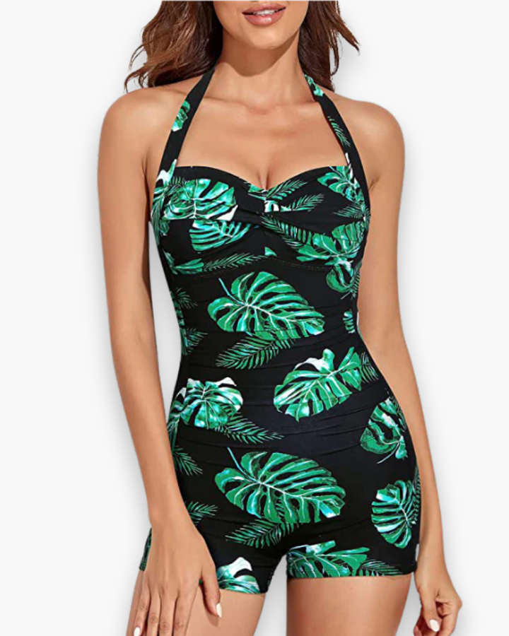 Elegancki damski jednoczęściowy strój kąpielowy o nowoczesnym kroju, w żywym kolorze, wykonany z trwałego materiału, idealny na plażę i basen.