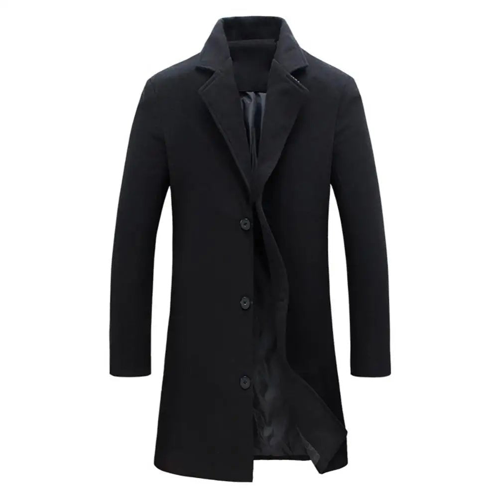 Męski płaszcz Tommy's Garrison w stylu Peaky Blinders, czarny, z termiczną podszewką, idealnym krojem, zapewniający ponadczasową i nowoczesną elegancję.