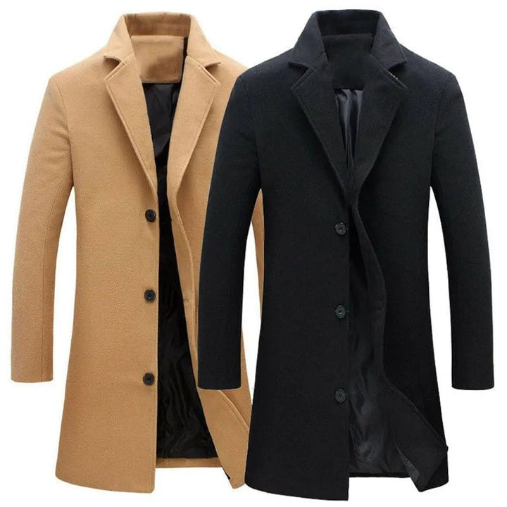 Męski płaszcz Tommy's Garrison w stylu Peaky Blinders, czarny, z termiczną podszewką, idealnym krojem, zapewniający ponadczasową i nowoczesną elegancję.