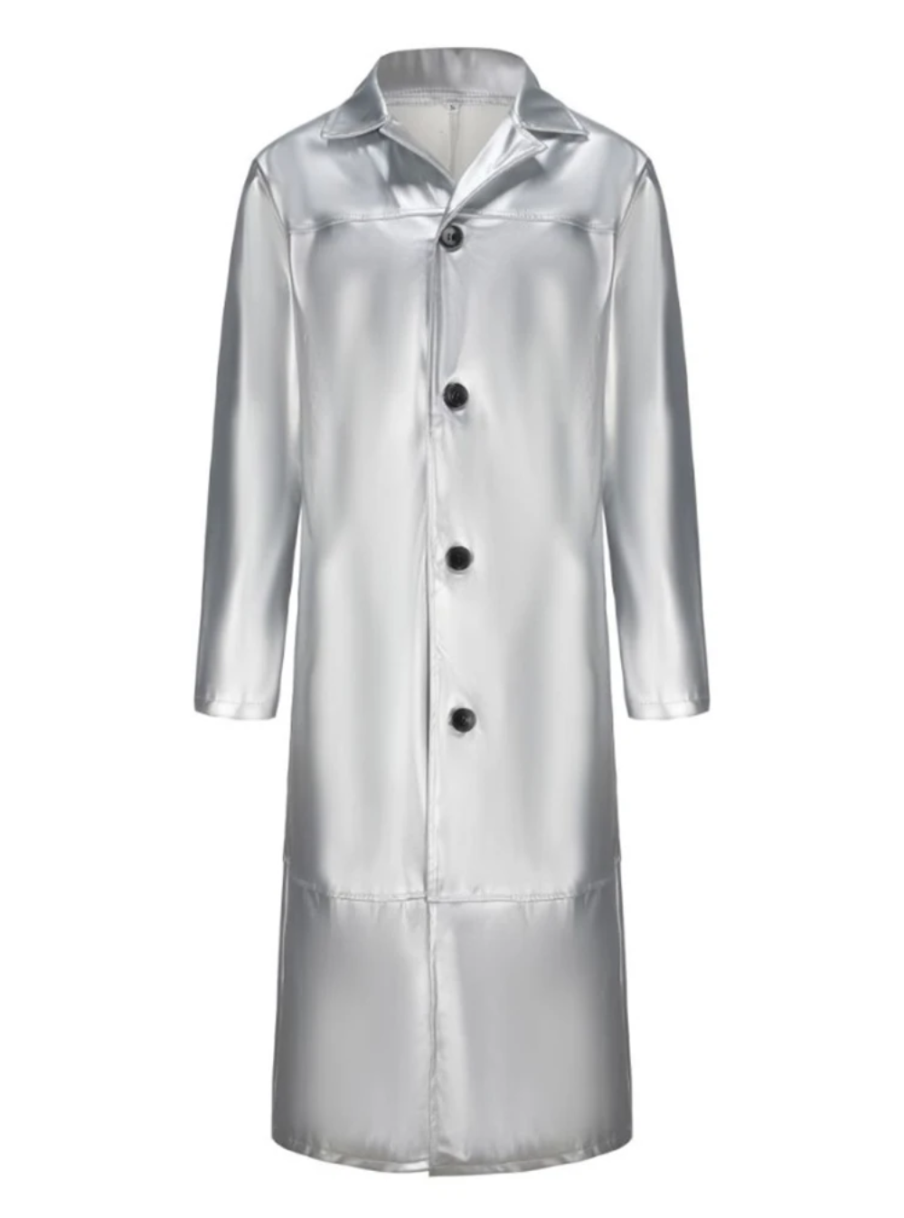 Męski długi płaszcz skórzany, elegancki, wyrafinowana skóra, klasyczne klapy, ponadczasowy styl, trwały i wszechstronny.