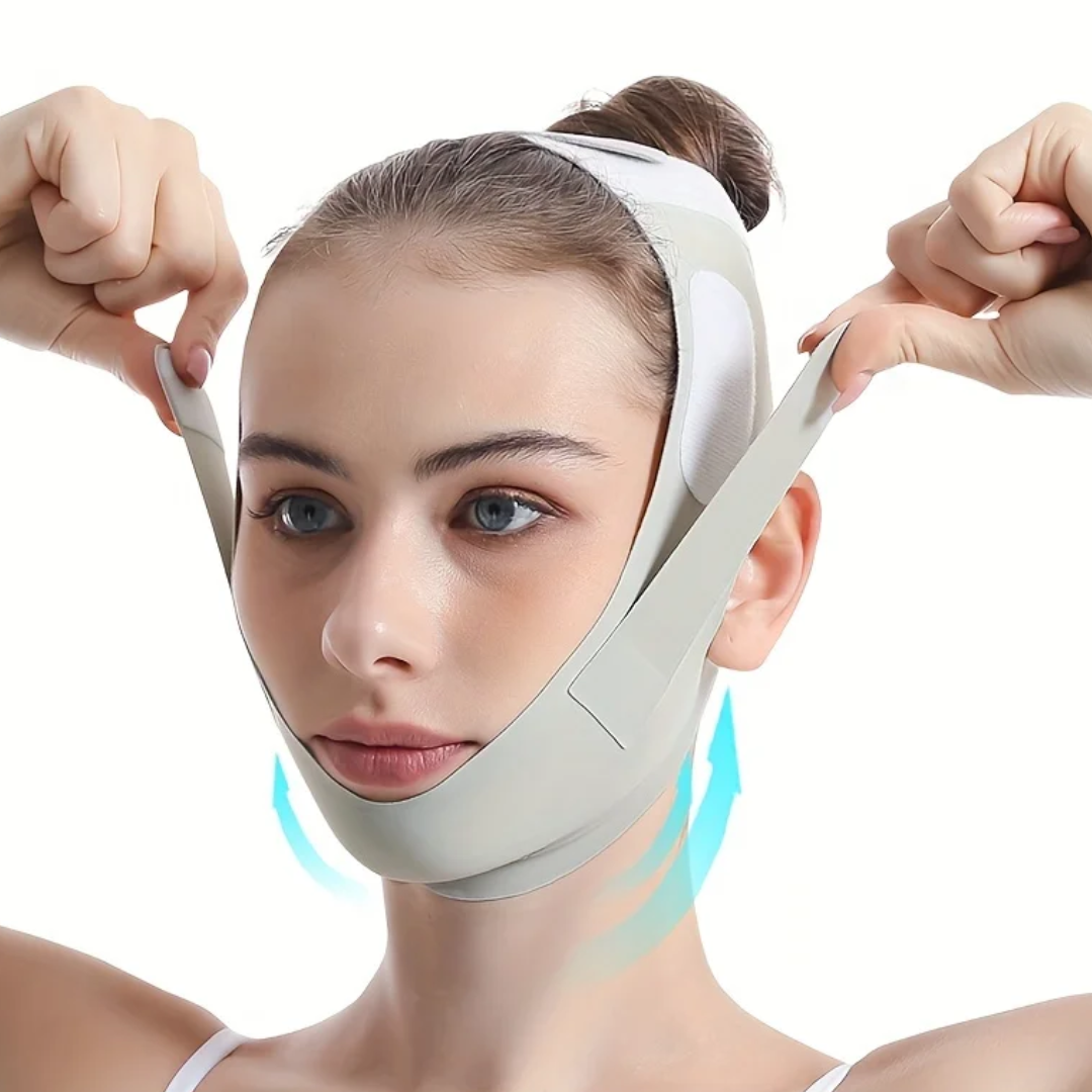 Maska liftingująca do twarzy ujędrniająca, redukująca podwójny podbródek, modeluje i redefiniuje kontury twarzy, wykonana z komfortowego materiału.