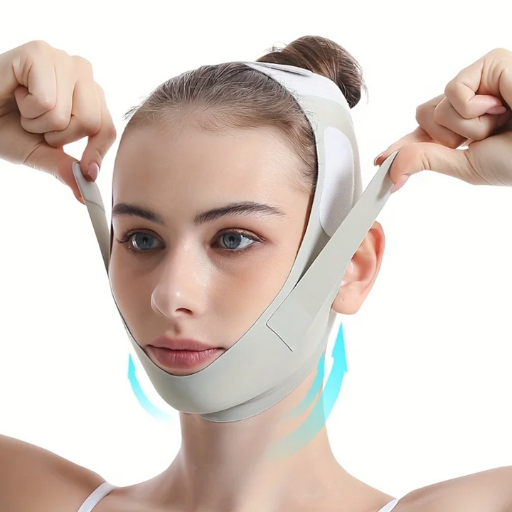 Maska liftingująca do twarzy ujędrniająca, redukująca podwójny podbródek, modeluje i redefiniuje kontury twarzy, wykonana z komfortowego materiału.