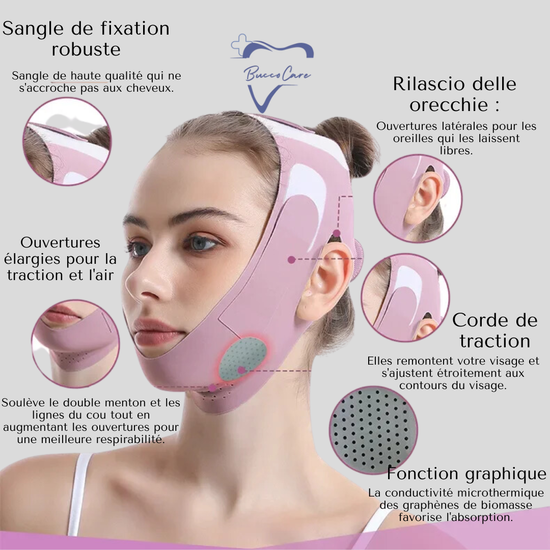 Maska liftingująca do twarzy ujędrniająca, redukująca podwójny podbródek, modeluje i redefiniuje kontury twarzy, wykonana z komfortowego materiału.