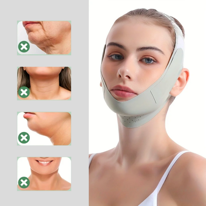 Maska liftingująca do twarzy ujędrniająca, redukująca podwójny podbródek, modeluje i redefiniuje kontury twarzy, wykonana z komfortowego materiału.
