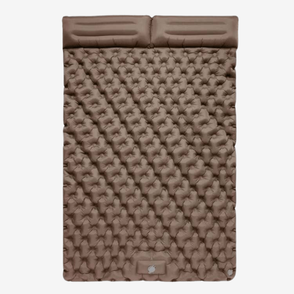 Matelas gonflable double léger et résistant, idéal pour le camping, bleu clair, structure alvéolée pour un confort maximal.