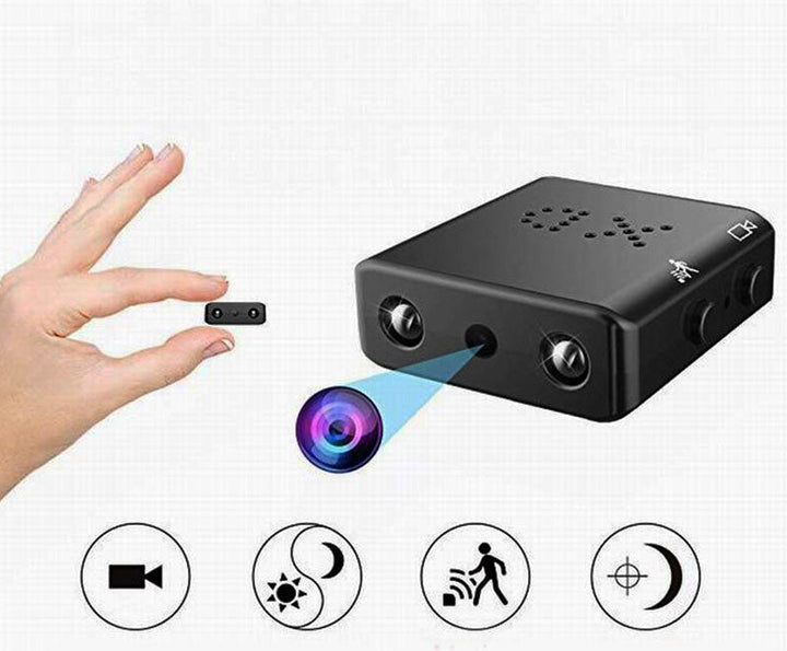 Kompaktowa mini kamera HD z bezprzewodowym połączeniem, noktowizorem i wykrywaniem ruchu. Idealna do dyskretnego monitoringu.