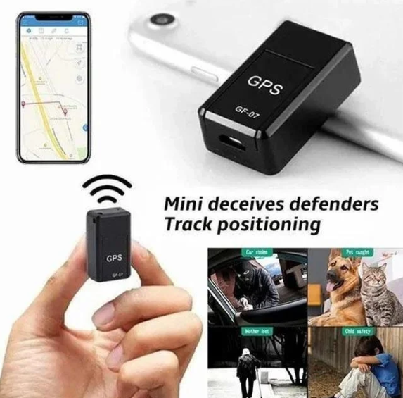 Mini magnetyczny lokalizator GPS w kolorze czarnym, kompaktowy i dyskretny, do globalnego śledzenia bez abonamentu, wytrzymały i łatwy w instalacji.