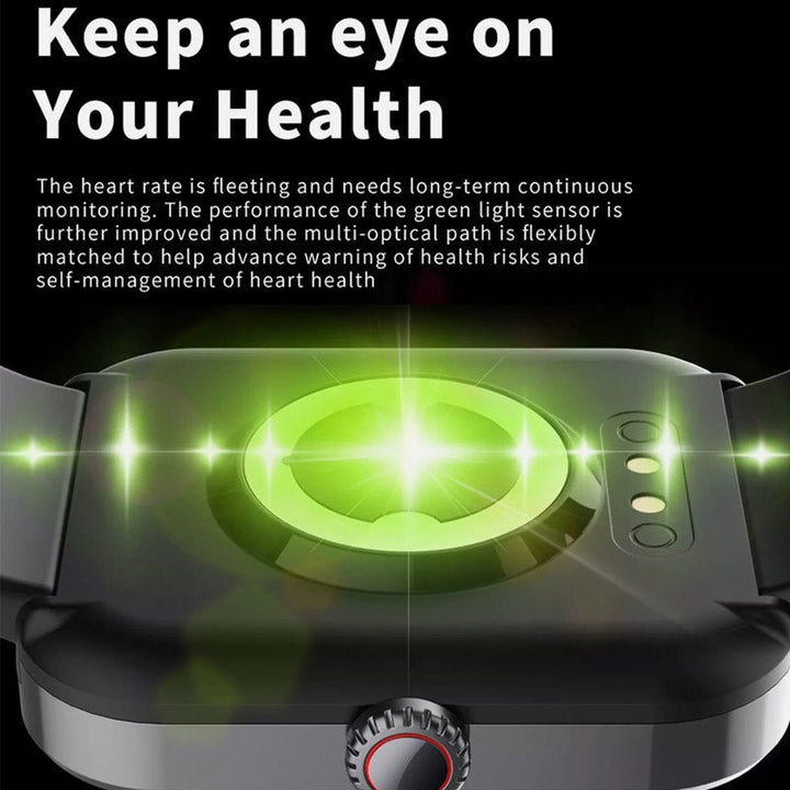 Smartwatch zdrowotny do stałego monitorowania, bezinwazyjna technologia, dostępne kolory czarny i różowy.