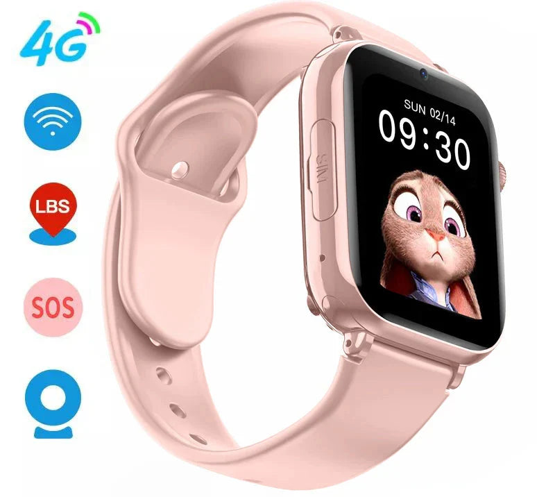 Zegarek GPS 4G dla dzieci z silikonowym paskiem, kwadratową tarczą; łączność i lokalizacja dla maksymalnego bezpieczeństwa
