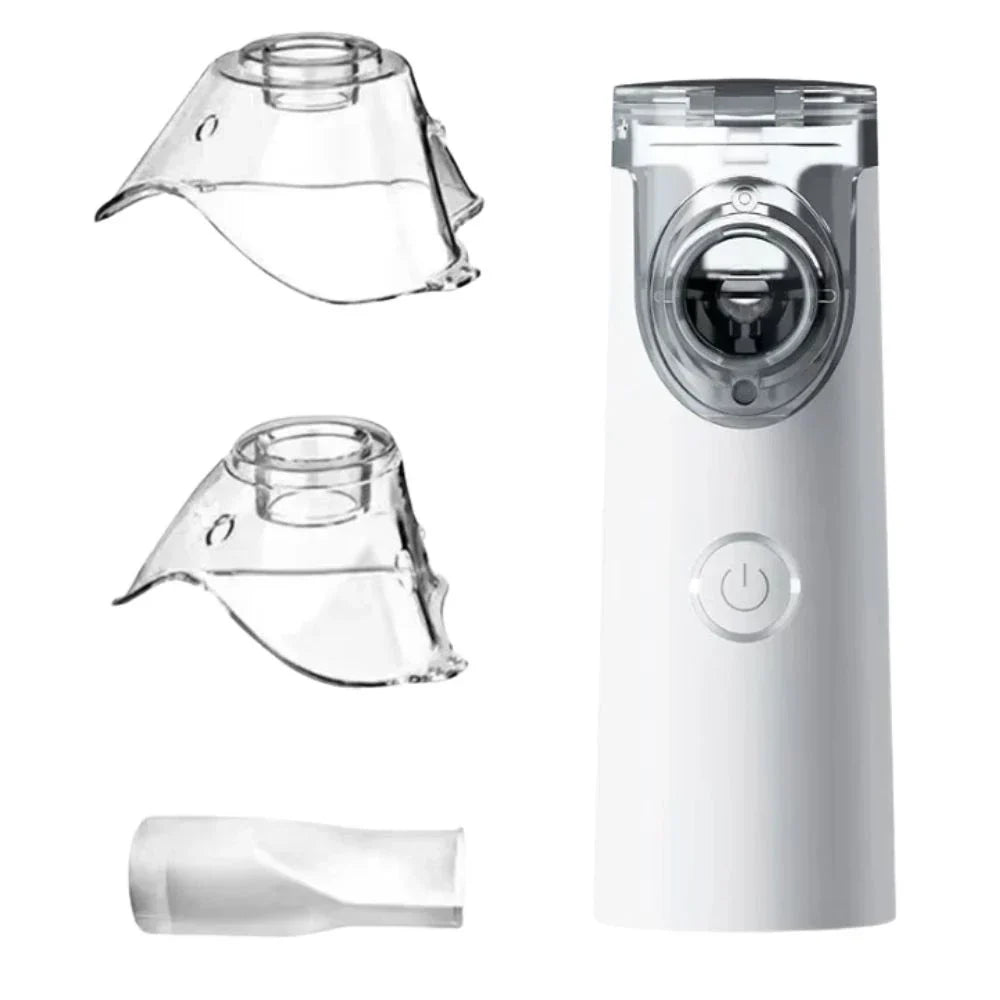 Kompaktowy, lekki, przenośny nebulizator ultradźwiękowy w kolorach białym, niebieskim i zielonym, do cichej inhalacji i ulgi oddechowej