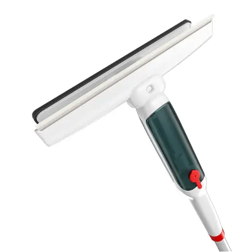 Teleskopowa myjka do okien z podwójnym działaniem, ze ściągaczką i wysuwanym uchwytem do skutecznego i bezsmugowego czyszczenia.