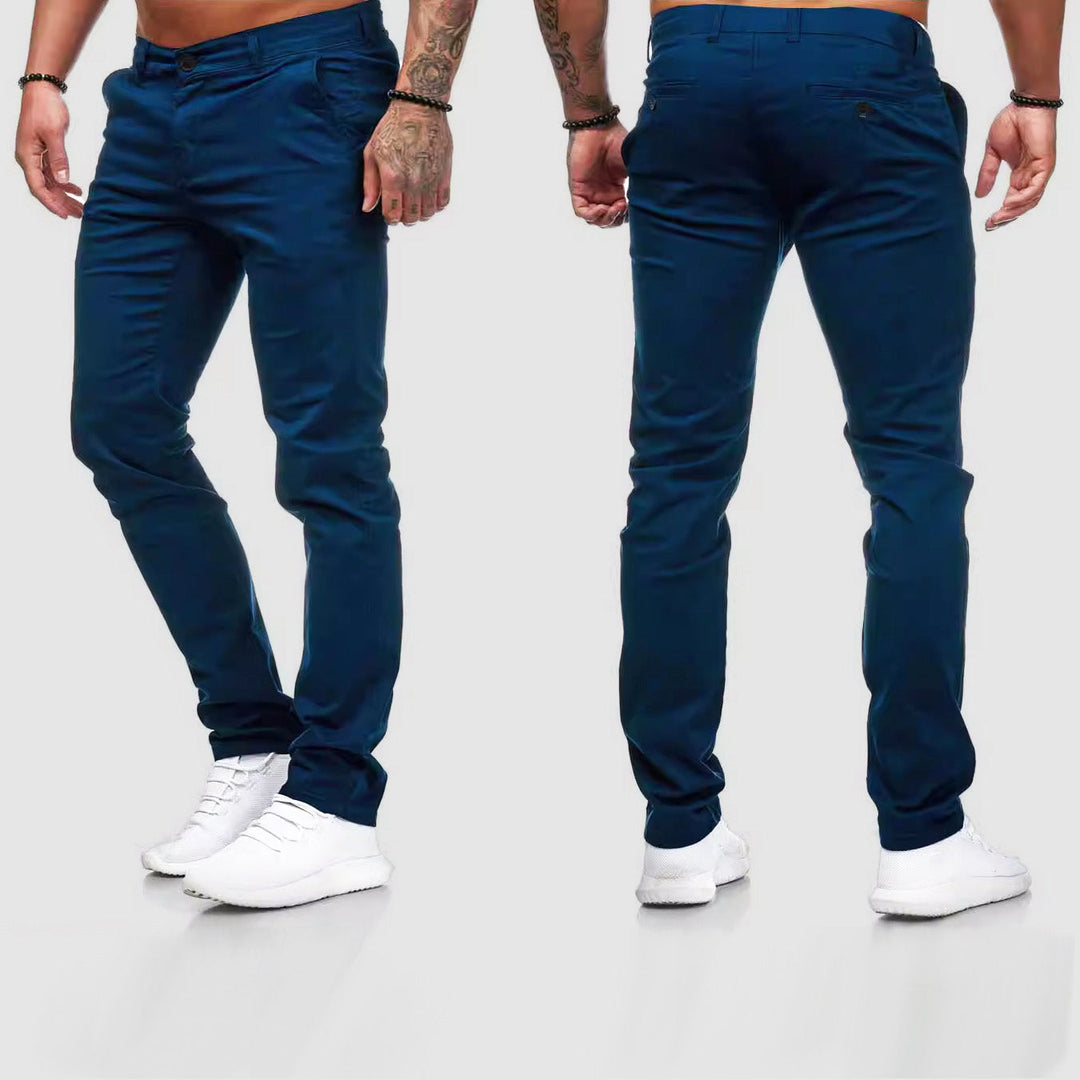 Męskie spodnie chino, niebieskie, do stylizacji casualowej