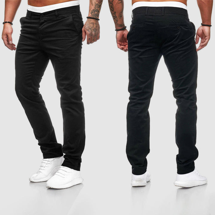 Męskie spodnie chino, czarne, elegancki wygląd