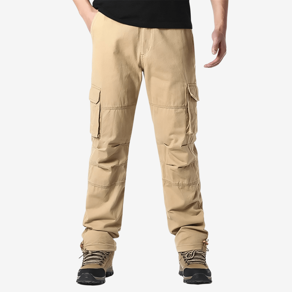 "Pantalon de randonnée respirant gris avec poches cargo et taille élastique, idéal pour trekking en plein air."