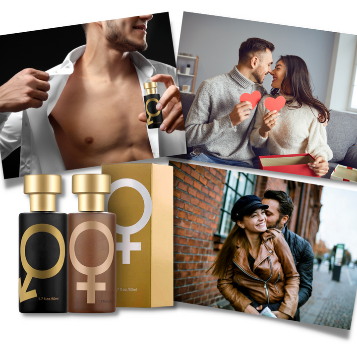 Uniseksowe perfumy z feromonami, elegancka butelka, czarna nakrętka, subtelny i urzekający zapach dla kobiet i mężczyzn.