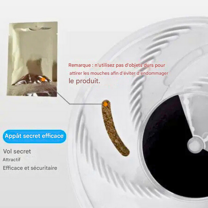Piège électrique à mouches silencieux, rotatif, éco, avec rainures d'appât et bac réutilisable pour intérieur, USB.