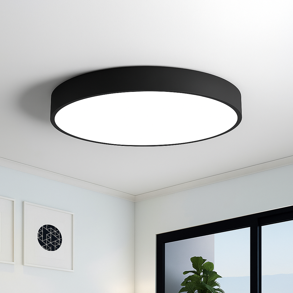 Elegancka skandynawska lampa sufitowa LED w kolorze czarnym, białym, złotym, nowoczesny i jasny design do współczesnych wnętrz.